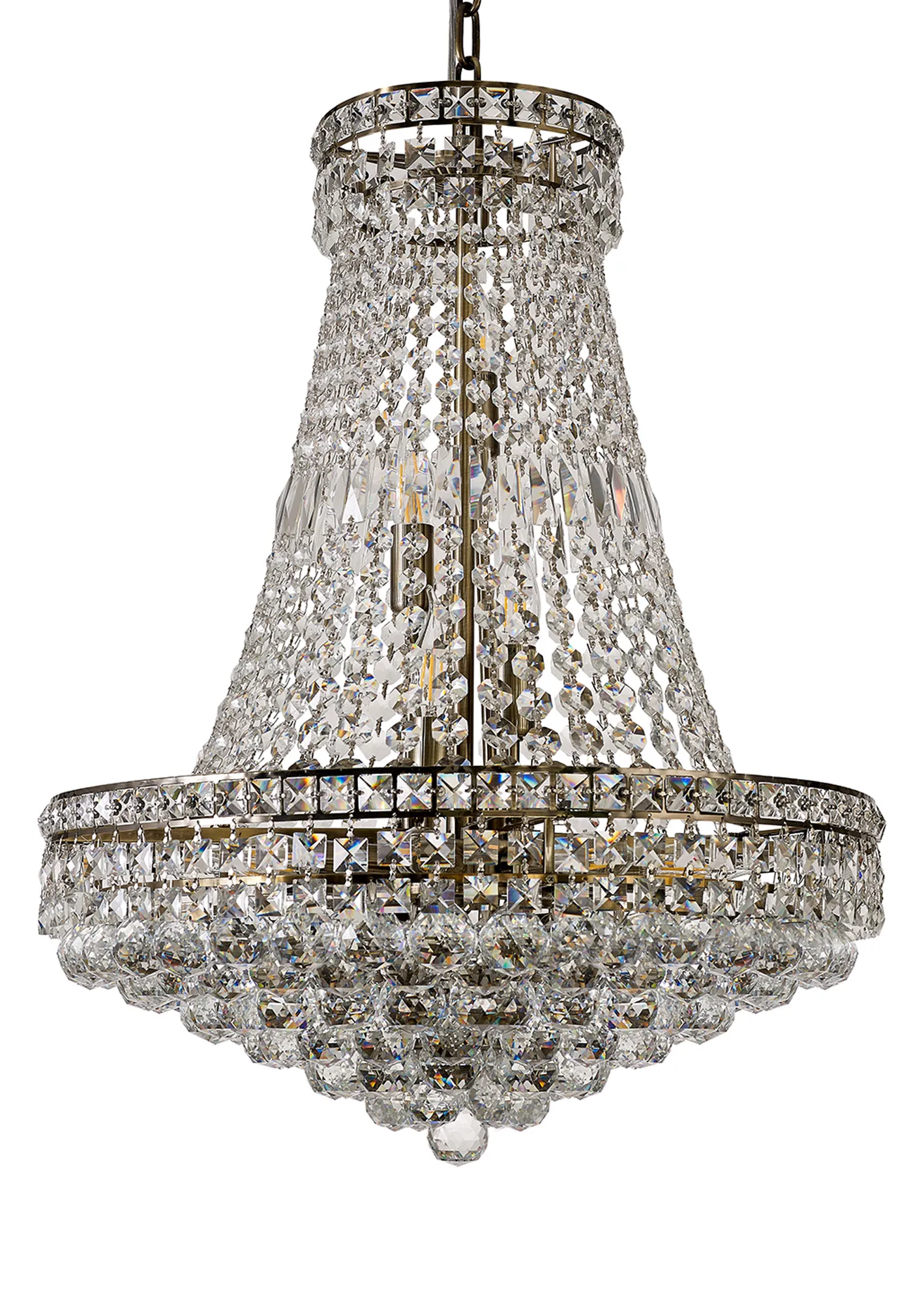 Frances Crystal Chandelier 14 Light (19.8kg) Antique Brass IL32091  Diyas Frances